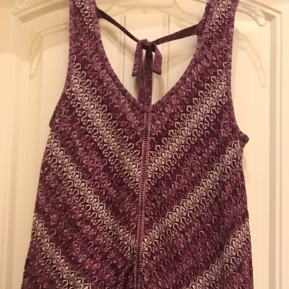 BOGO V neck crochet tank with back tie detail